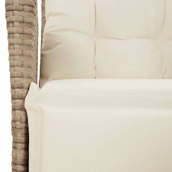 vidaXL Reclining Garden Chairs 2 pcs with Footrest Beige Poly Rattan