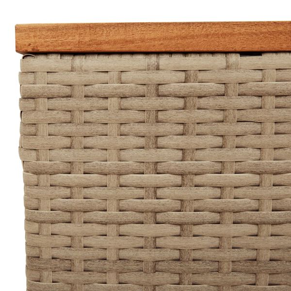 vidaXL Garden Table Beige 55x55x37 cm Poly Rattan and Acacia Wood