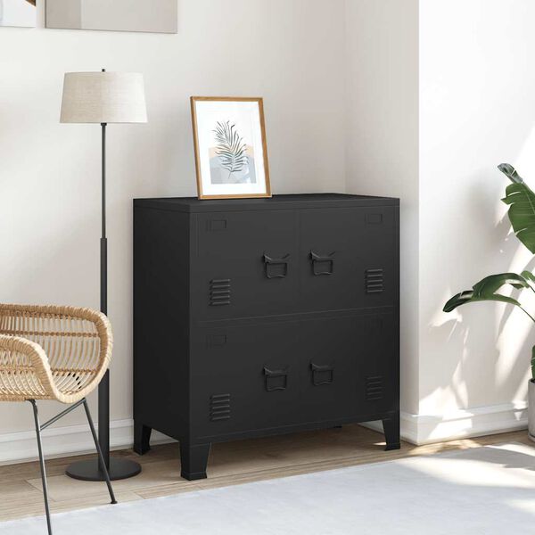 vidaXL Industrial Storage Chest Black 75x40x80 cm Steel