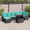 vidaXL Garden Sofa Set with Cushion 8 pcs Black Poly rattan