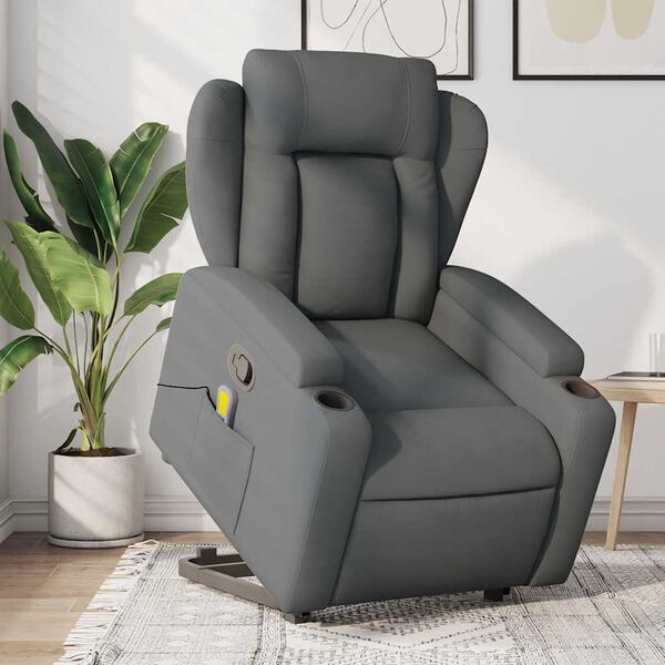 vidaXL Stand up Massage Recliner Chair Dark Grey Fabric