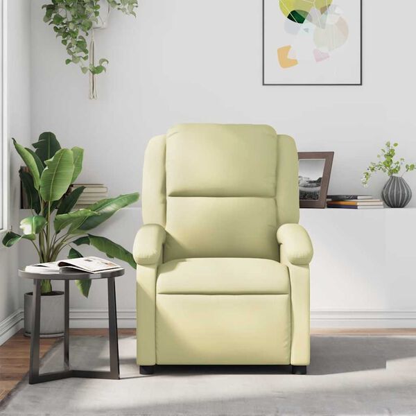 vidaXL Recliner Chair Cream Real Leather