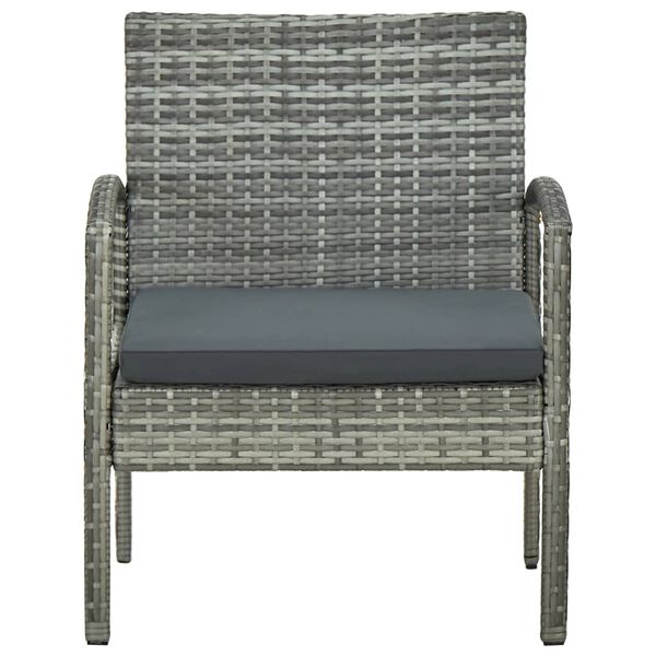 vidaXL Garden Chair with Cushion Poly Rattan Grey