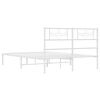 vidaXL Metal Bed Frame without Mattress with Headboard White 150x200cm