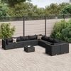 vidaXL 11 Piece Garden Sofa Set with Cushions Black Poly Rattan