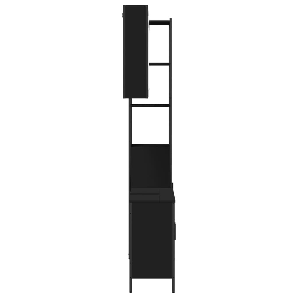 vidaXL 3 Piece Bathroom Cabinet Set Black Engineered Wood