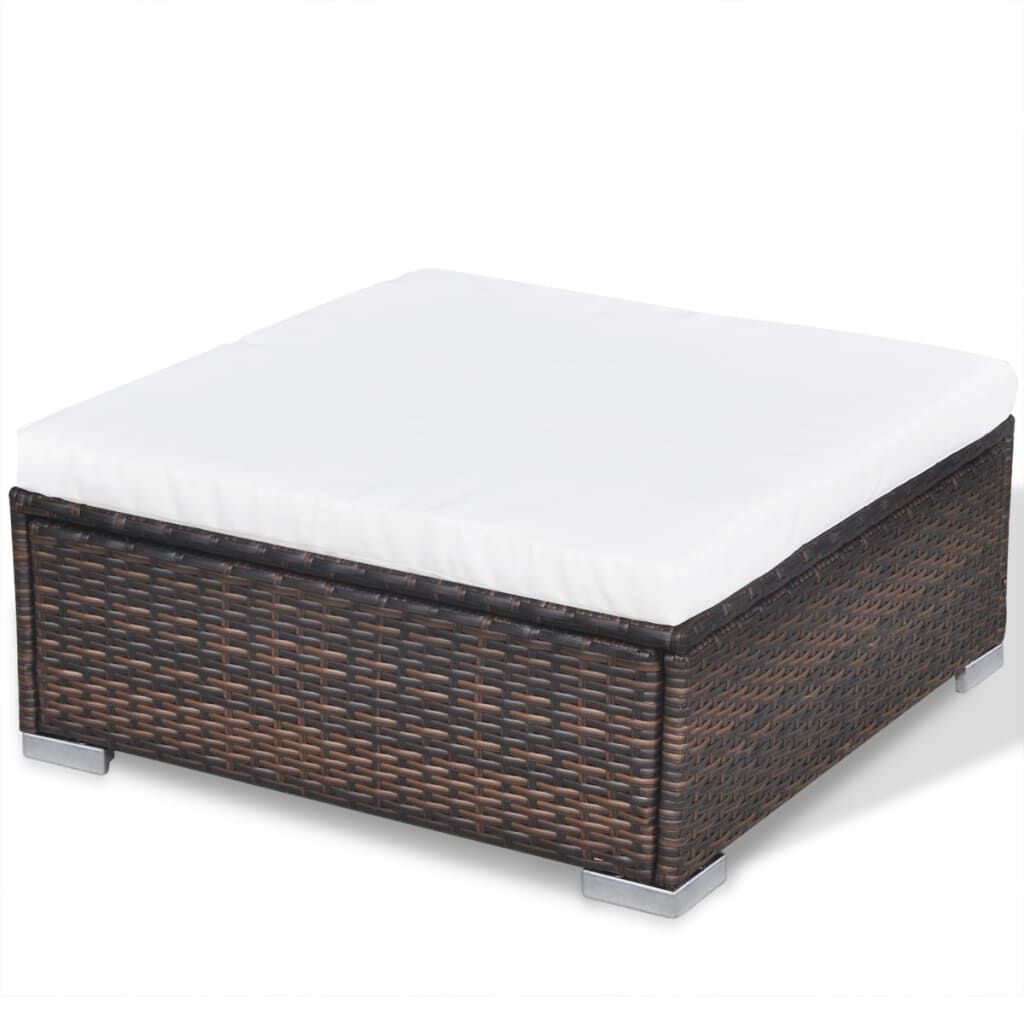 vidaXL 10 Piece Garden Lounge Set with Cushions Poly Rattan Brown