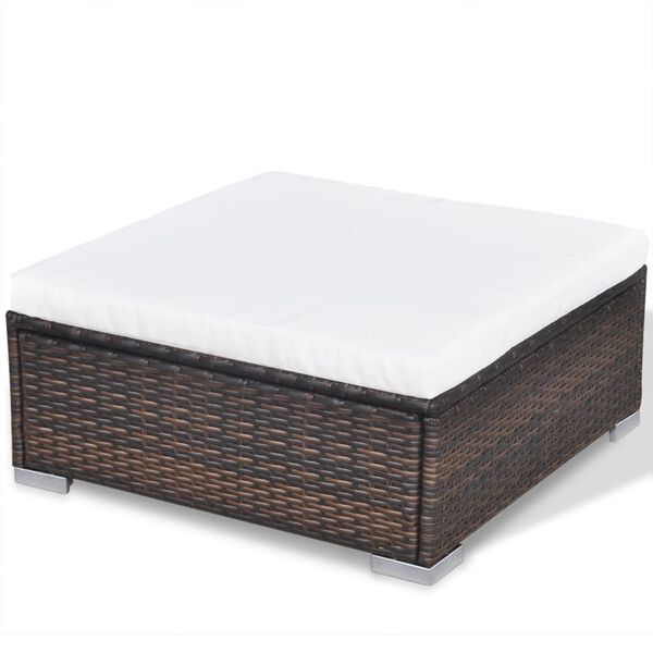 vidaXL 10 Piece Garden Lounge Set with Cushions Poly Rattan Brown