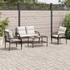 vidaXL 4 Piece Garden Sofa Set with Cushions Brown Poly Rattan