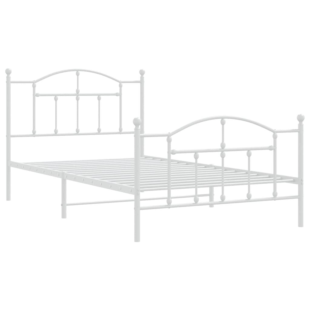 vidaXL Metal Bed Frame without Mattress with Footboard White 100x200cm