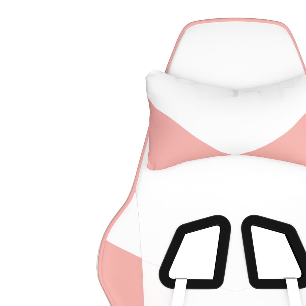 vidaXL Gaming Chair with Footrest White and Pink Faux Leather