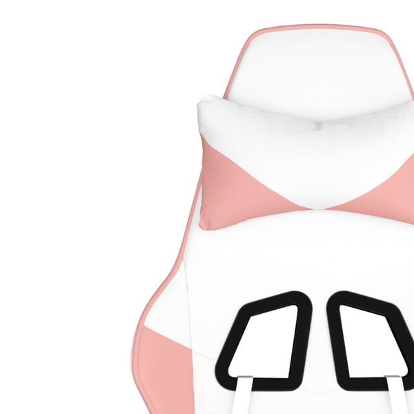 vidaXL Gaming Chair with Footrest White and Pink Faux Leather