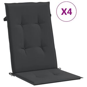 vidaXL Garden Highback Chair Cushions 4 pcs Black 120x50x3 cm Fabric