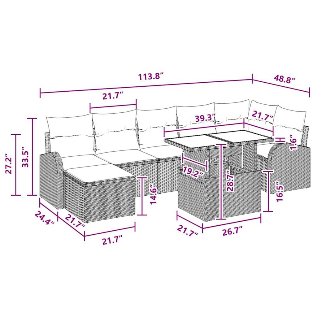 vidaXL Garden Sofa Set with Storage 8 pcs Black Poly rattan