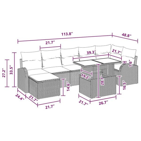 vidaXL Garden Sofa Set with Storage 8 pcs Black Poly rattan