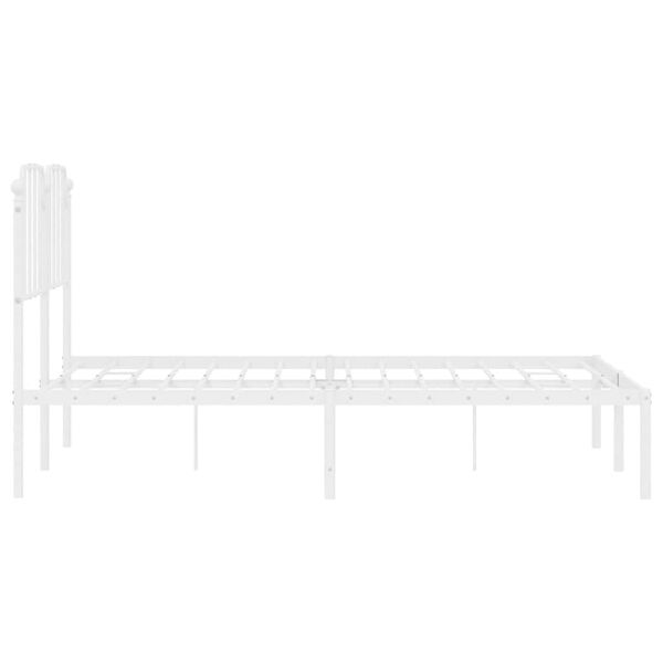 vidaXL Metal Bed Frame without Mattress with Headboard White 150x200cm