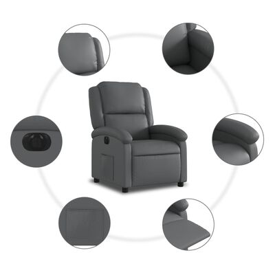 vidaXL Electric Recliner Chair Grey Faux Leather