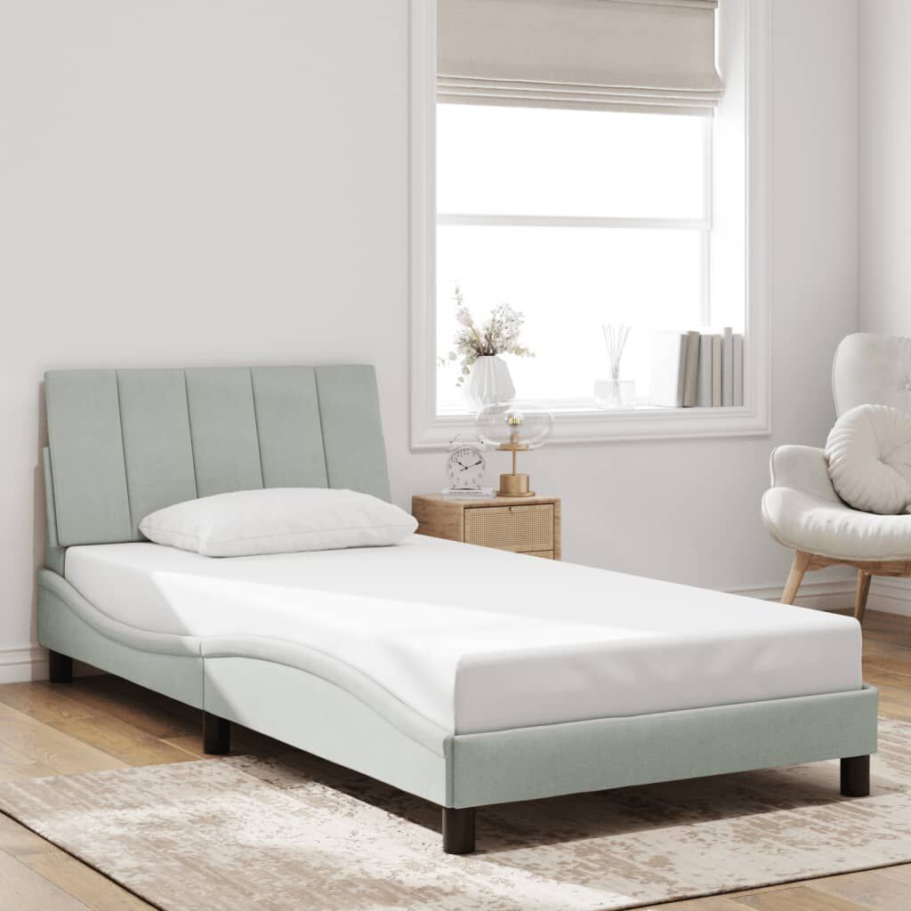 vidaXL Bed Frame without Mattress Light Grey 100x203 cm Velvet