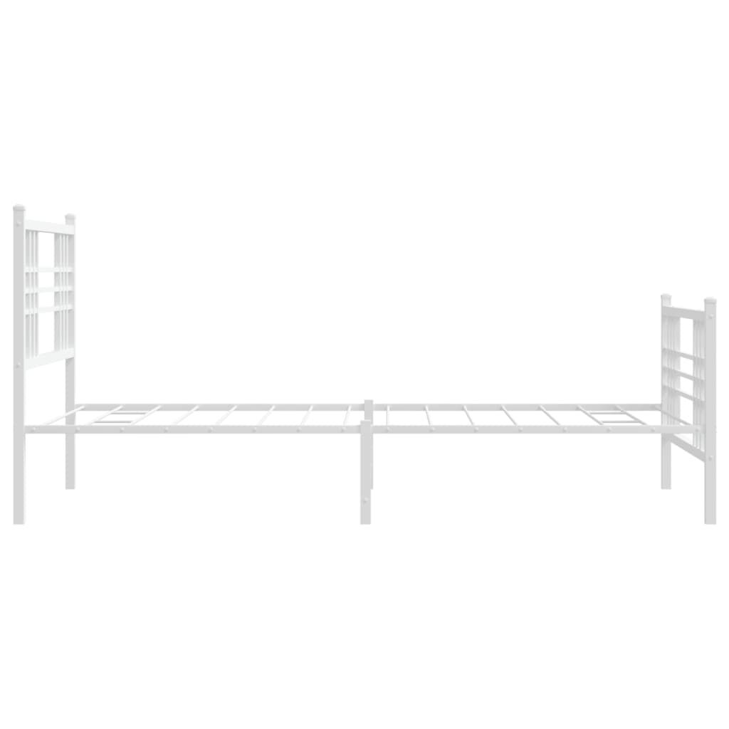 vidaXL Metal Bed Frame without Mattress with Footboard White 100x200cm