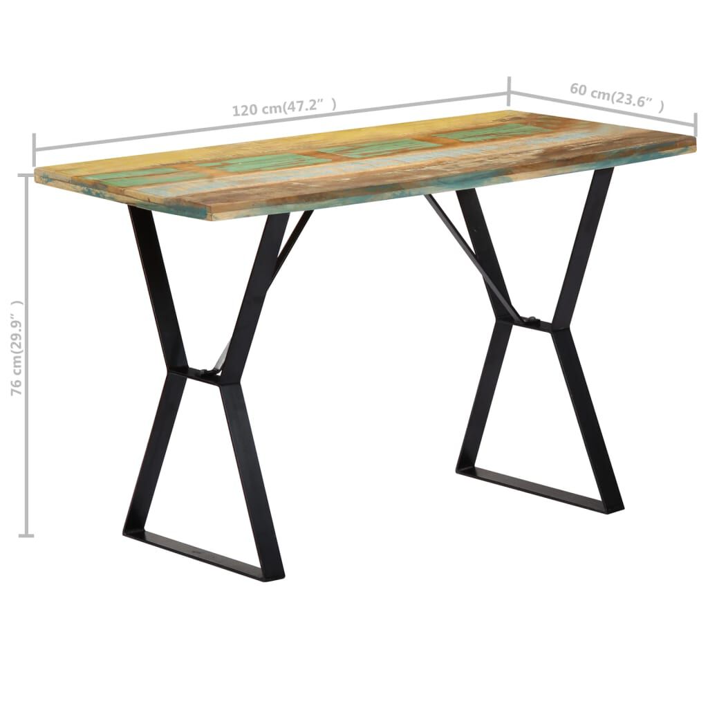 vidaXL Dining Table 120x60x76 cm Solid Reclaimed Wood
