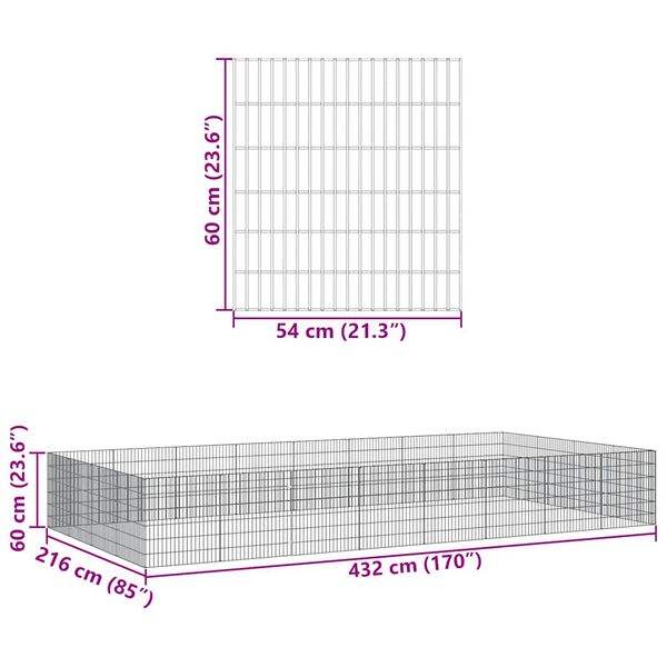vidaXL Free Range Animal Enclosure 24-Panel 54x60 cm Galvanised Iron