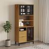 vidaXL Highboard with Glass Doors FLAM 80x40x180 cm Solid Wood Pine