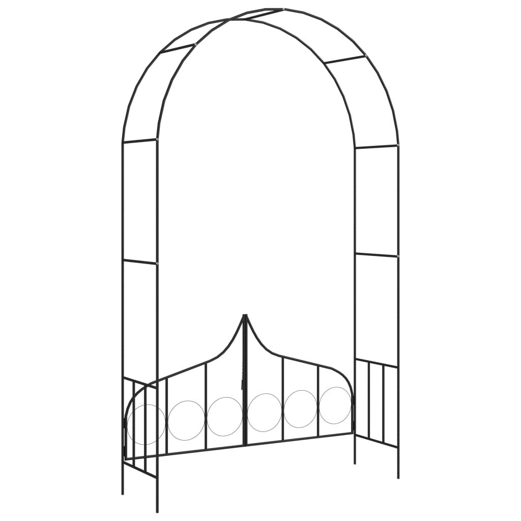 vidaXL Garden Arch with Gate Black 138x40x238 cm Iron