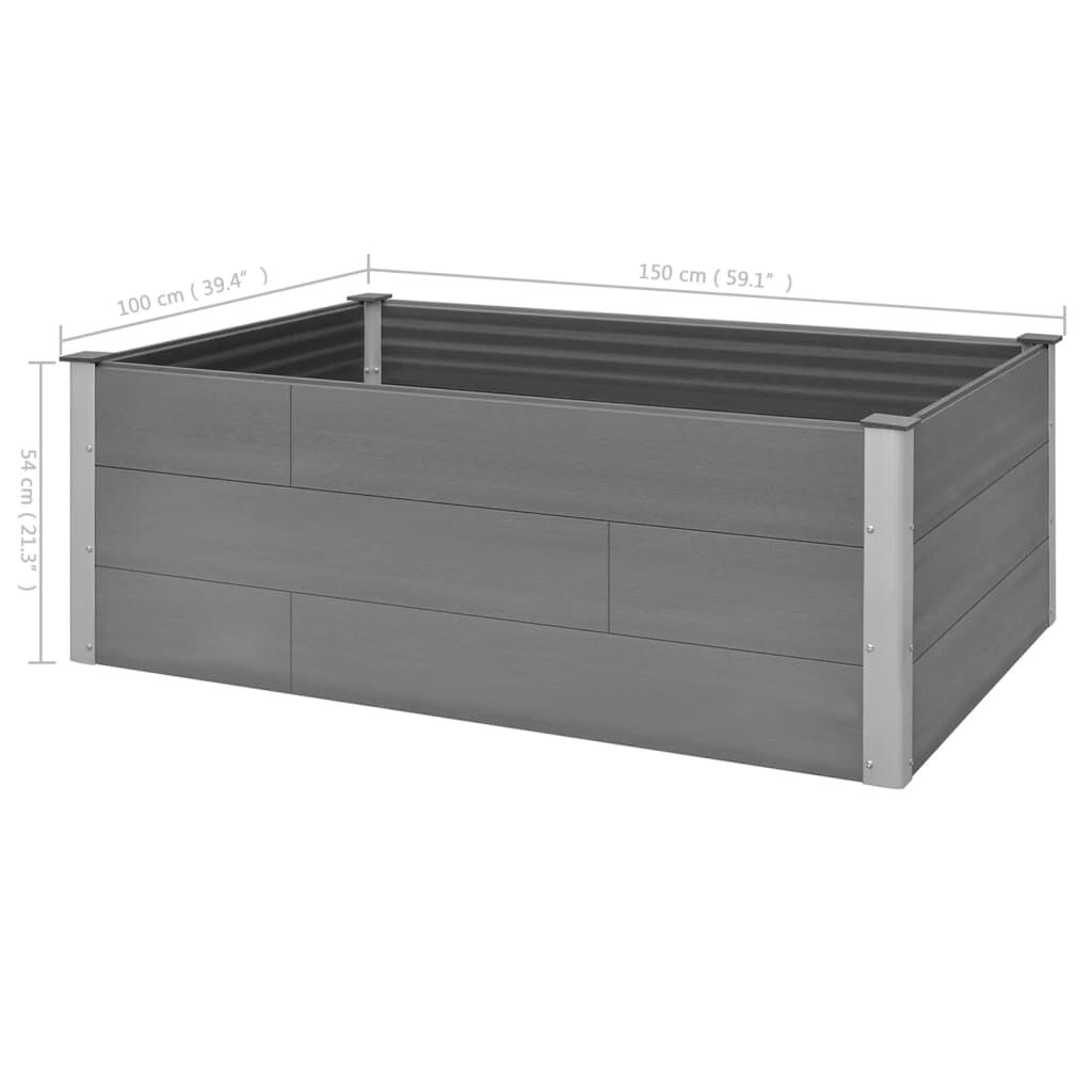 vidaXL Garden Raised Bed WPC 150x100x54 cm Grey
