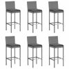 vidaXL 7 Piece Garden Bar Set with Cushions Grey Poly Rattan
