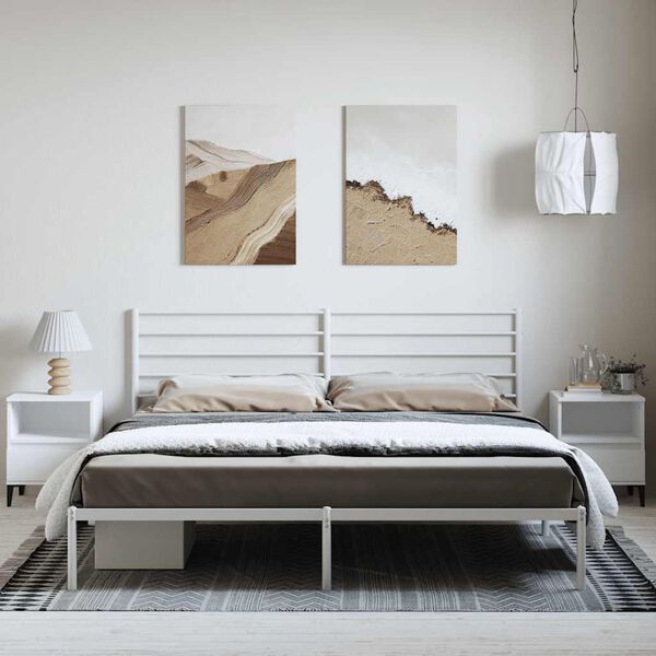 vidaXL Metal Bed Frame without Mattress with Headboard White 183x213cm