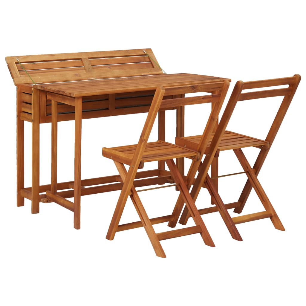 vidaXL Garden Planter Table with 2 Bistro Chairs Solid Acacia Wood