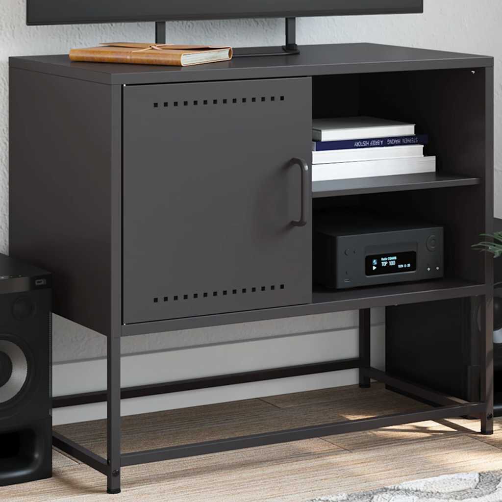 vidaXL TV Cabinet Black 68x39x60.5 cm Steel
