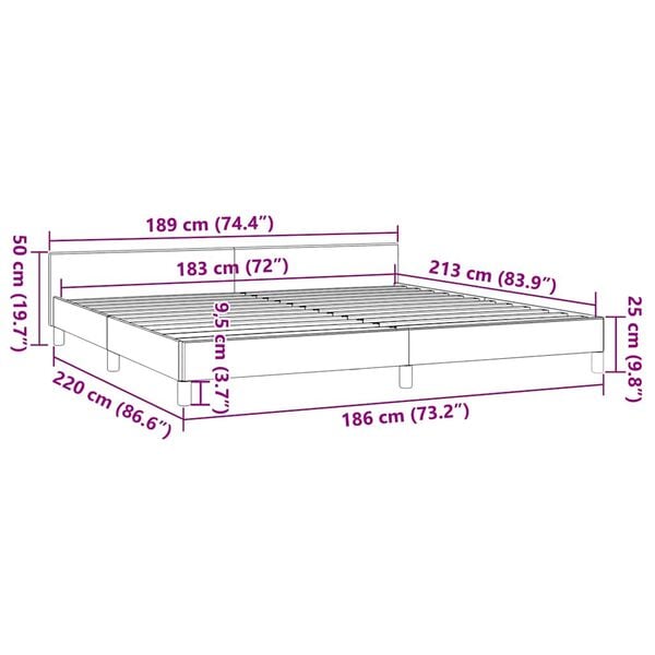 vidaXL Bed Frame without Mattress Light Grey California King Fabric