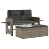 vidaXL Reclining Garden Bench with Cushions Grey Poly Rattan