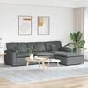 vidaXL Modular Sofa with Footstool and Cushions Dark Grey