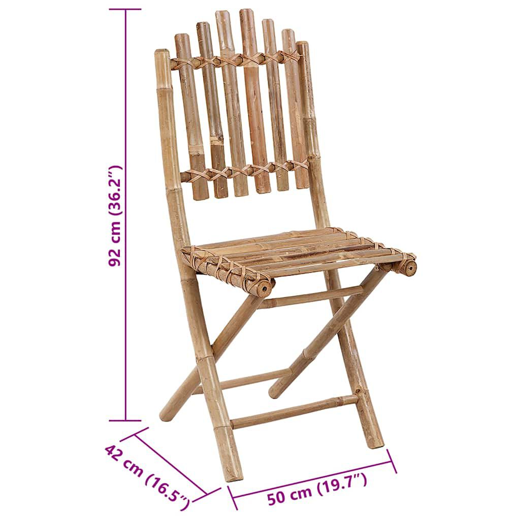 vidaXL 5 Piece Folding Outdoor Dining Set with Cushions Bamboo