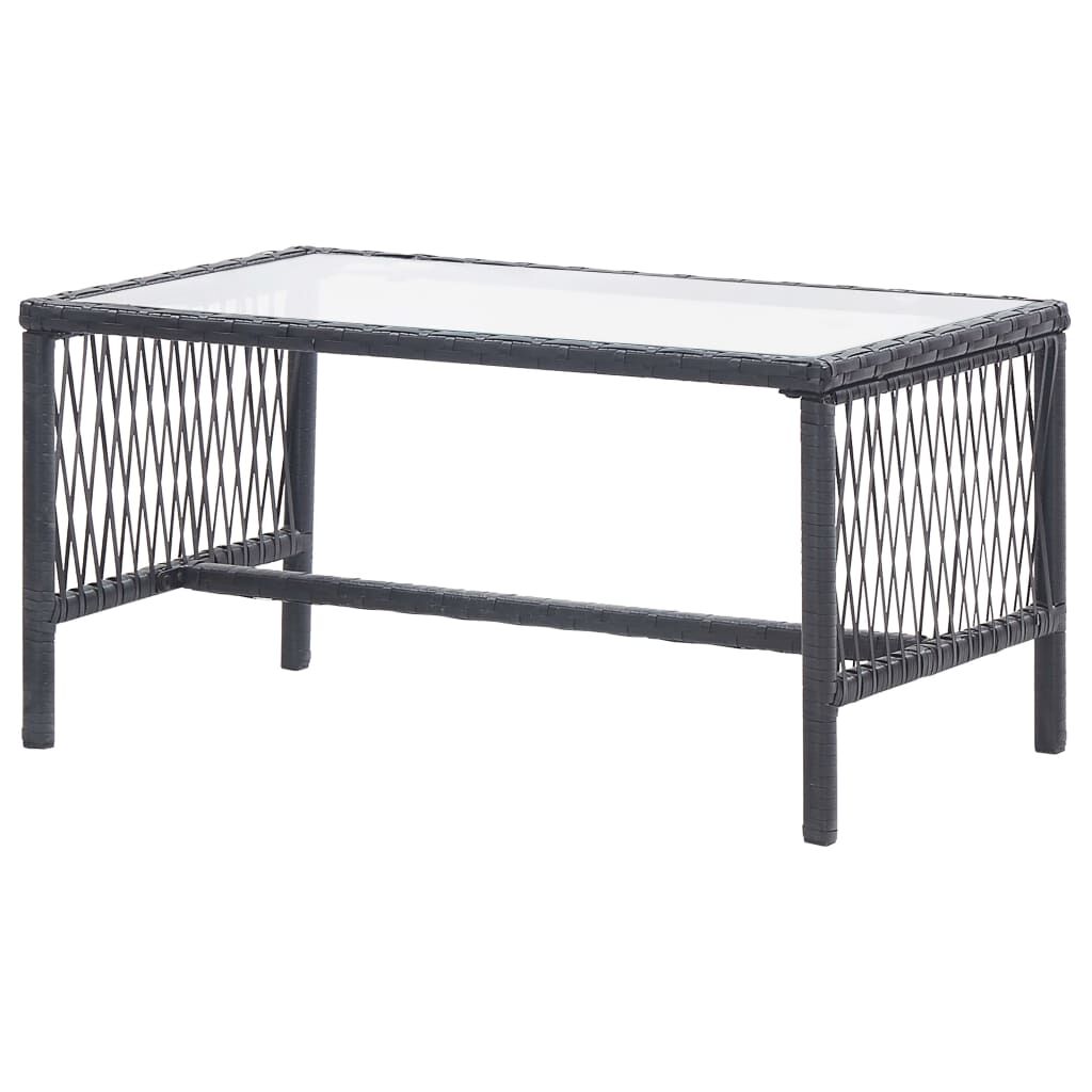 vidaXL 4 Piece Garden Lounge Set with Cushion Poly Rattan Black