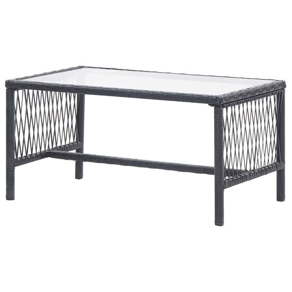 vidaXL 4 Piece Garden Lounge Set with Cushion Poly Rattan Black