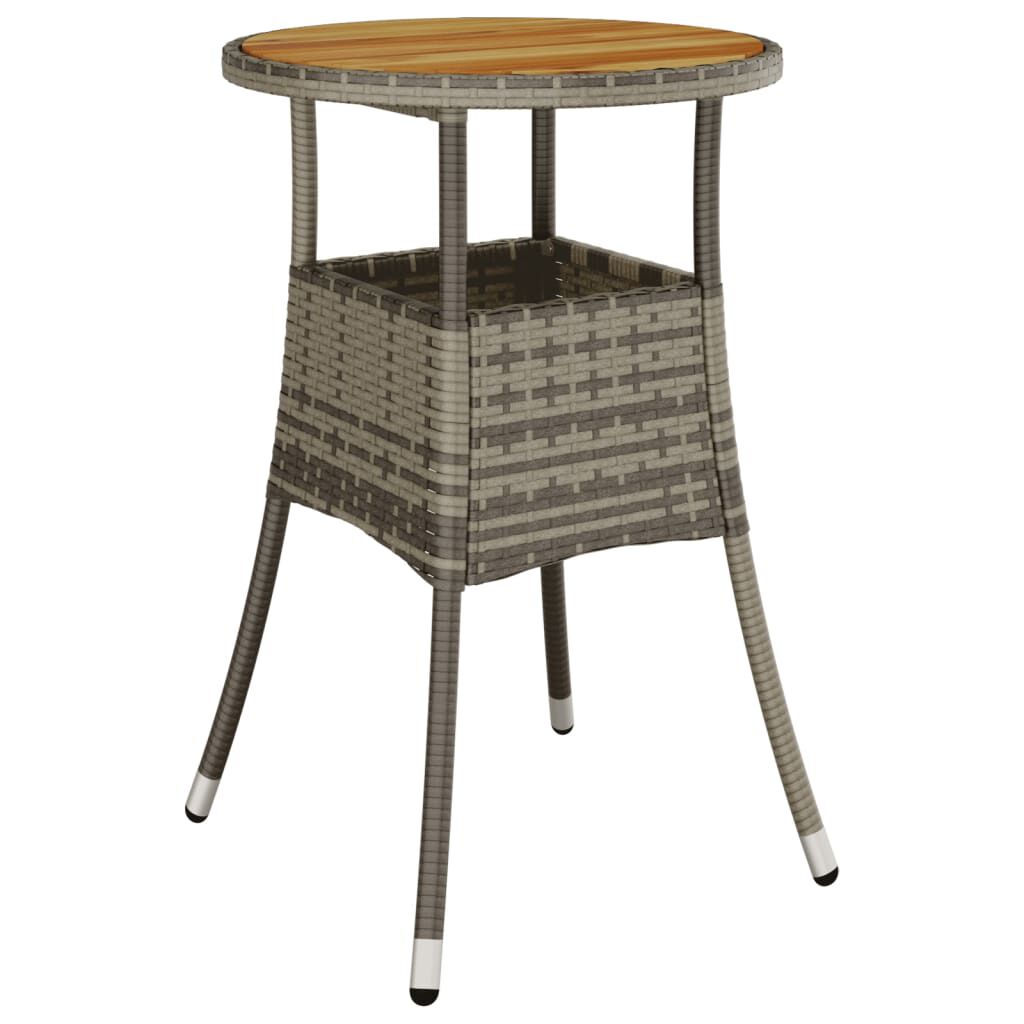 vidaXL 3 Piece Garden Bistro Set with Cushions Grey Poly Rattan