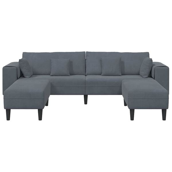 vidaXL Velvet Sofa with Cushion 3 pcs Dark Grey 208 cm Velvet