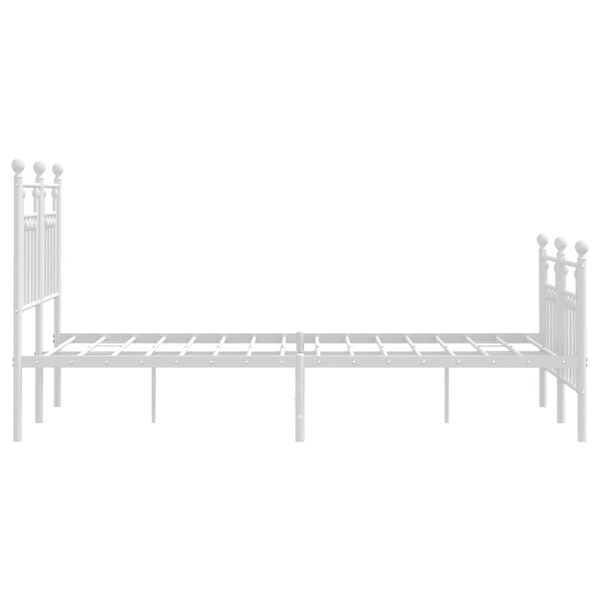 vidaXL Metal Bed Frame without Mattress with Footboard White 135x190cm