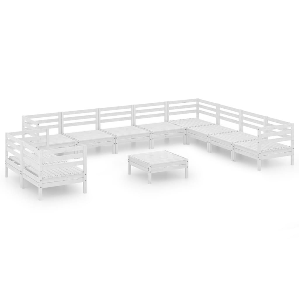 vidaXL 11 Piece Garden Lounge Set Solid Wood Pine White