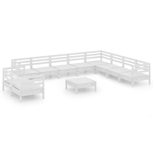 vidaXL 11 Piece Garden Lounge Set Solid Wood Pine White