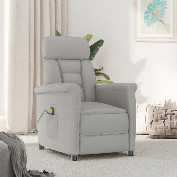 vidaXL Massage Chair Light Grey Microfibre Fabric