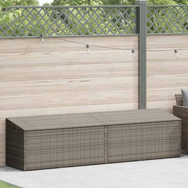 vidaXL Garden Storage Box Grey 220x50x58 cm Poly Rattan