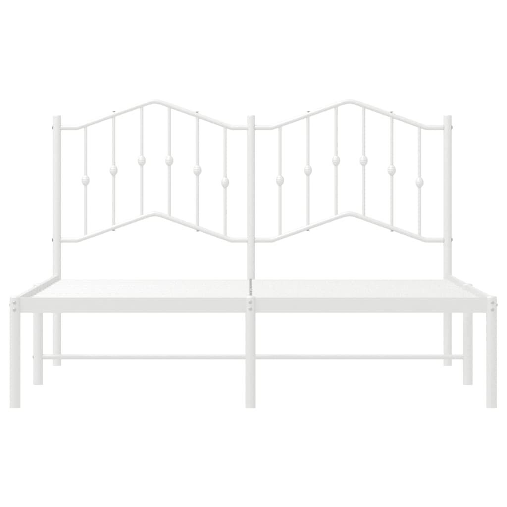 vidaXL Metal Bed Frame without Mattress with Headboard White 135x190cm