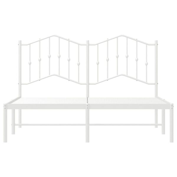 vidaXL Metal Bed Frame without Mattress with Headboard White 135x190cm