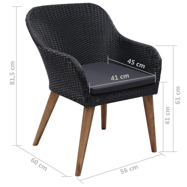 vidaXL 5 Piece Garden Dining Set Black