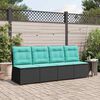 vidaXL Garden Sofa with Cushion Black Poly rattan