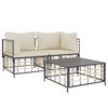 vidaXL 3 Piece Garden Lounge Set with Cushions Anthracite Poly Rattan